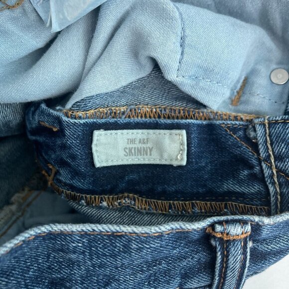 Abercrombie & Fitch Skinny Jeans Medium Wash Denim Mid-Rise Blue Mens 26x28 - Picture 8 of 14